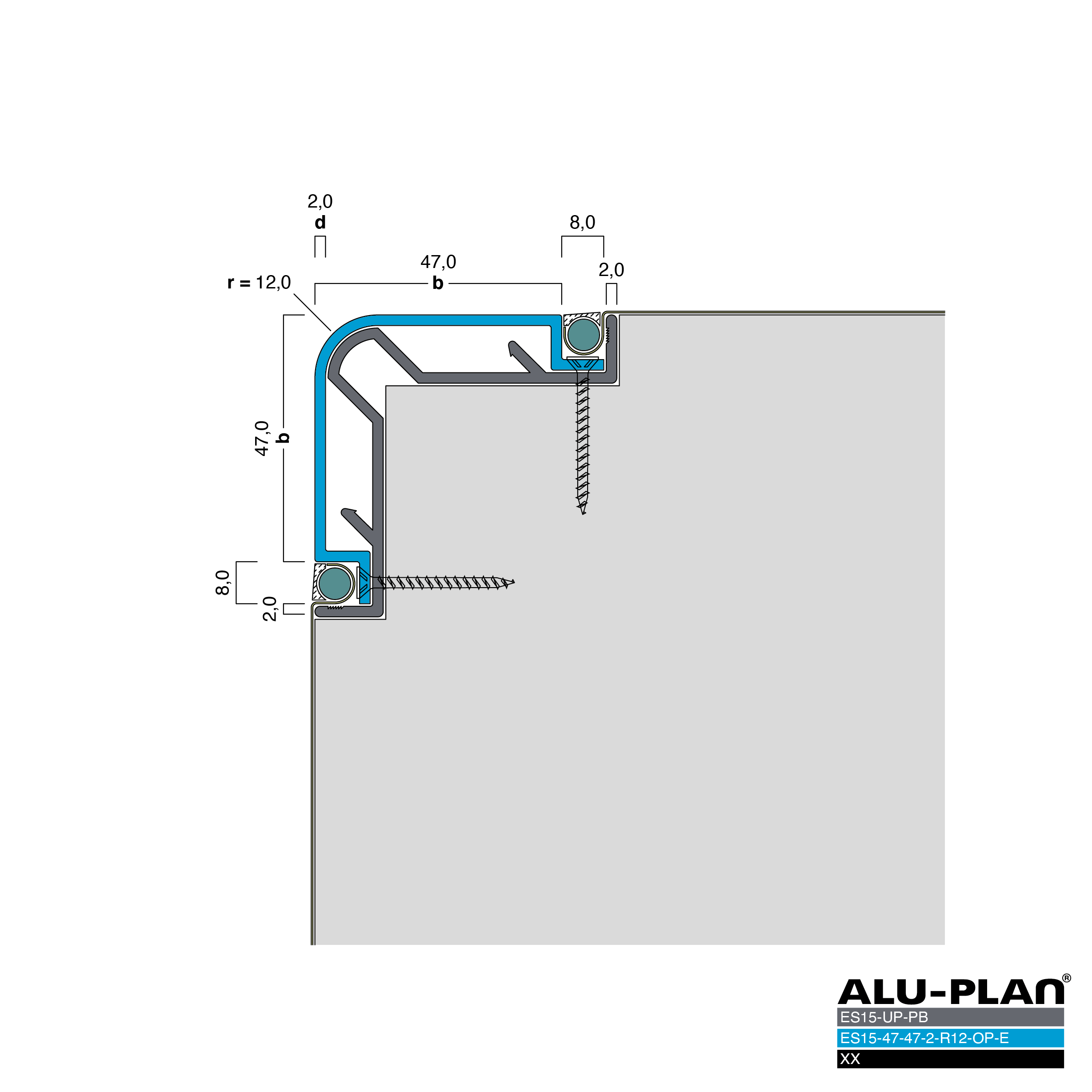ALU-PLAN® Installation :: ES15-UP-PB-ES15-47-47-15-R12-OP-E-XX