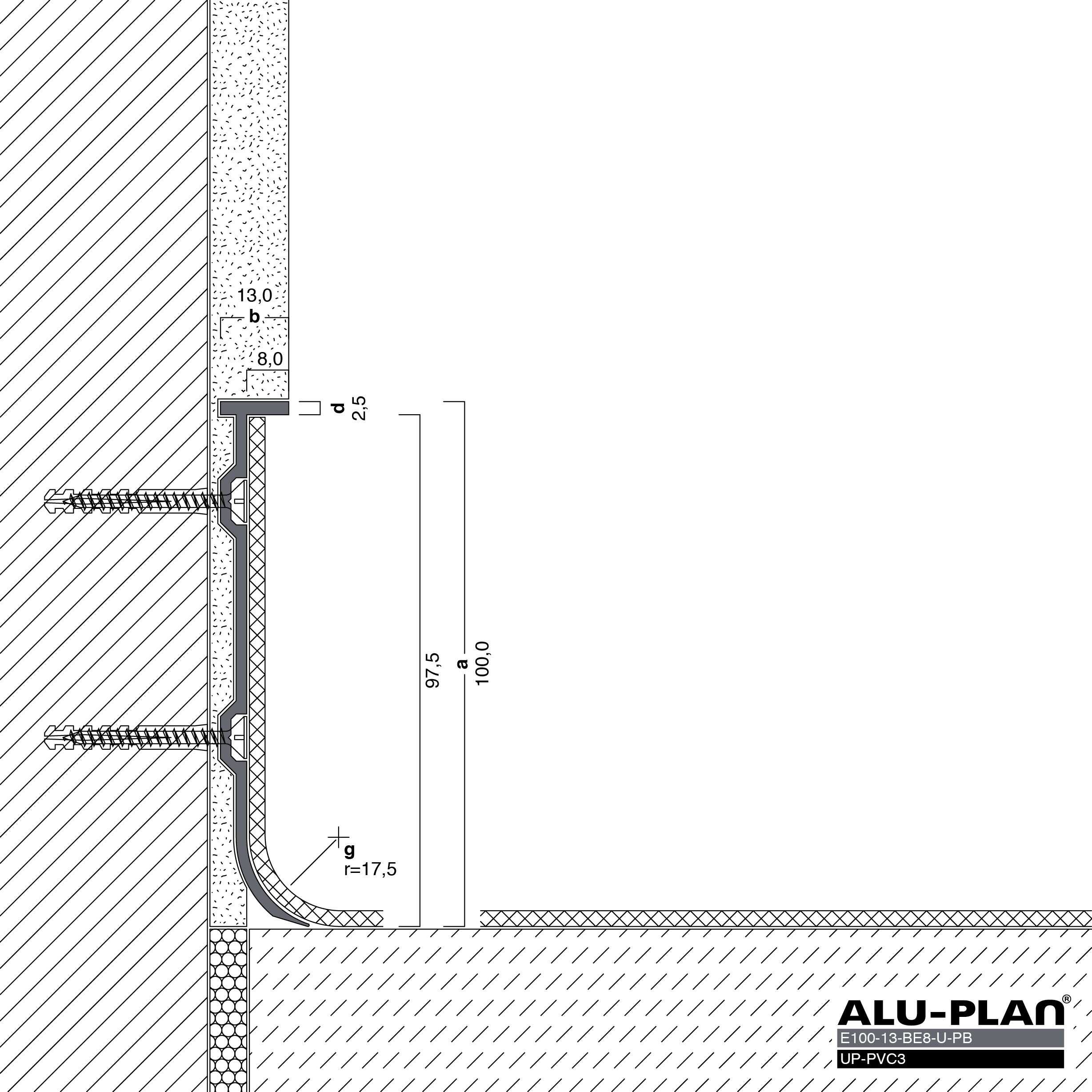 ALU-PLAN® Installation :: E100-13-BE8-U-PB-UP-PVC3