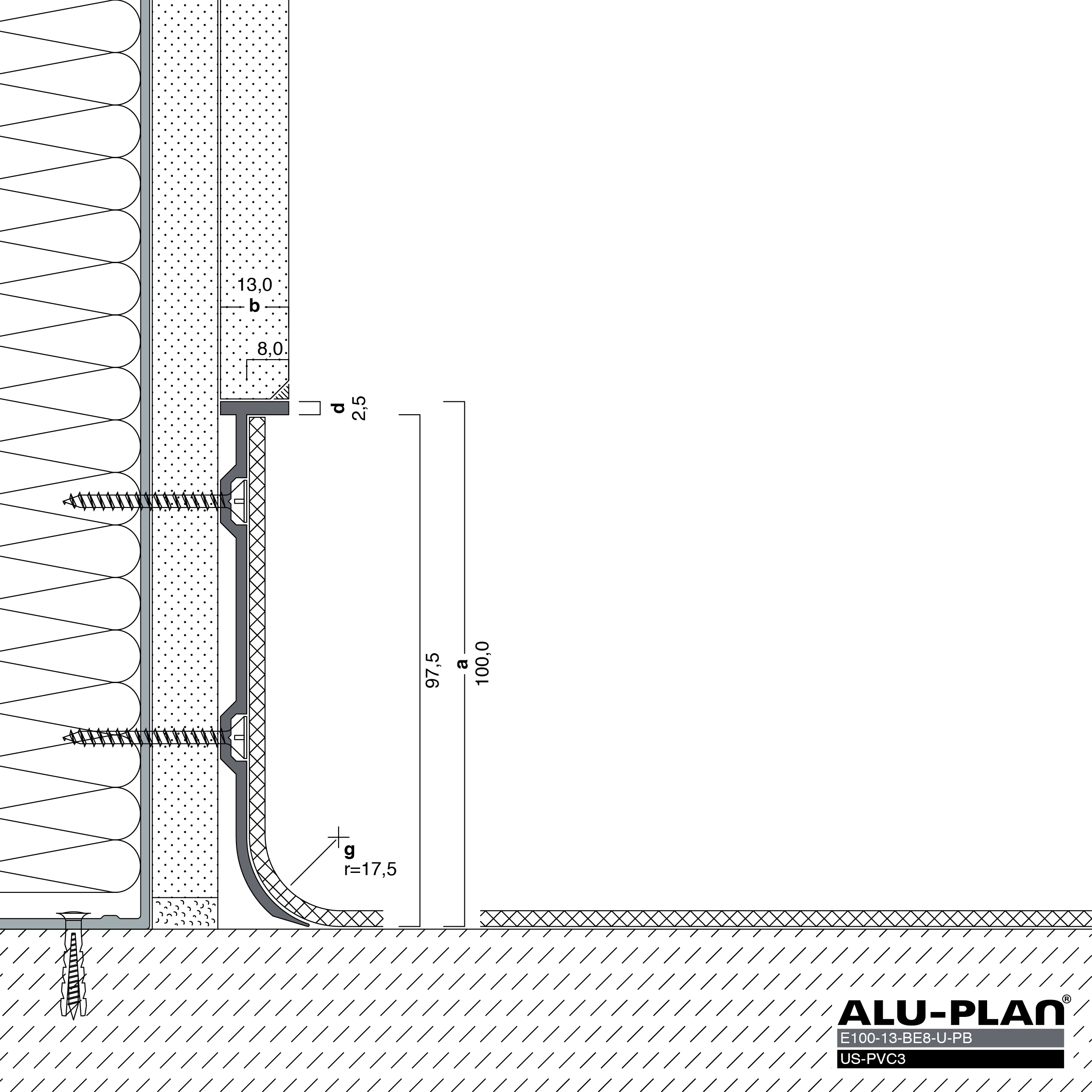 ALU-PLAN® Installation :: E100-13-BE8-U-PB-US-PVC3