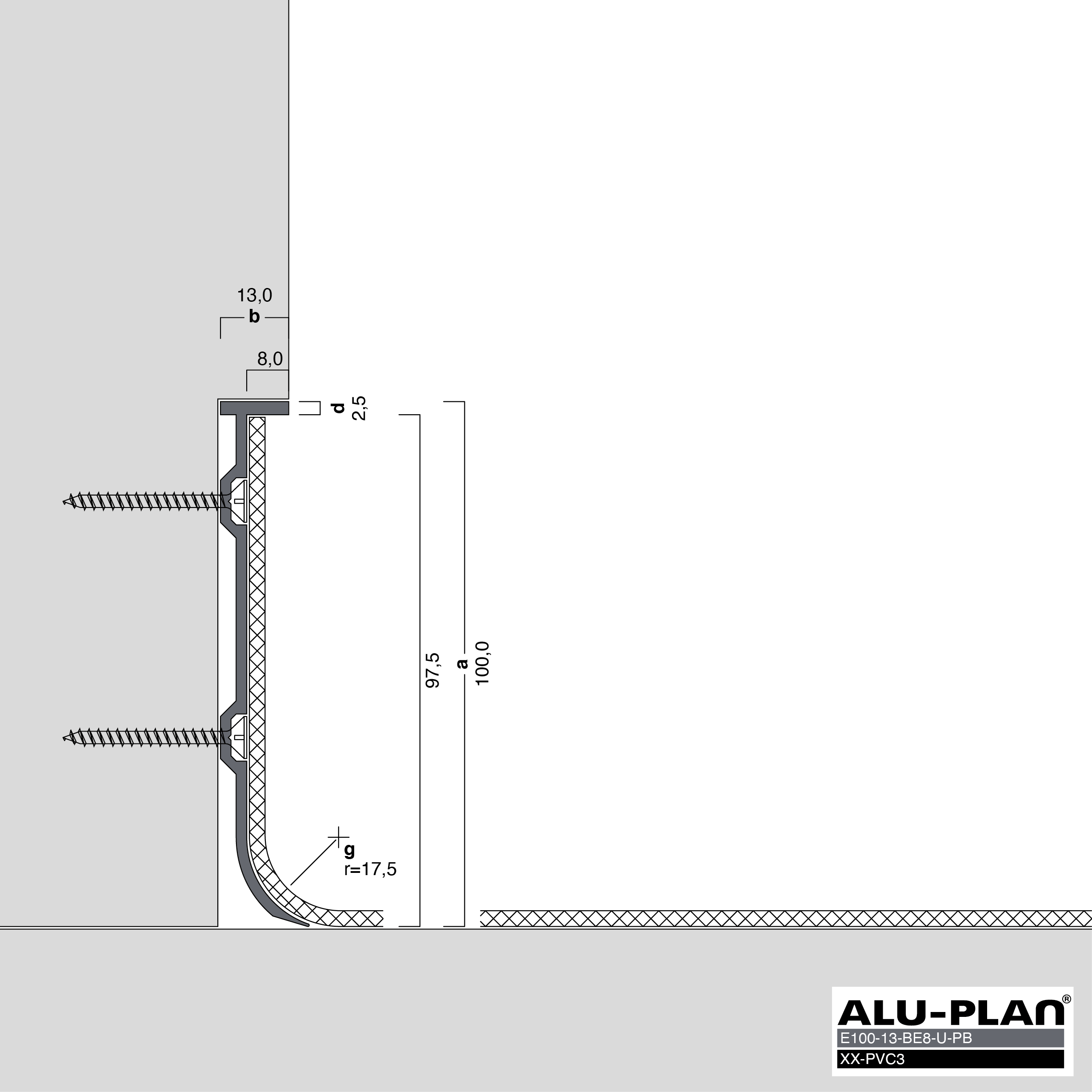 ALU-PLAN® Installation :: E100-13-BE8-U-PB-XX-PVC3
