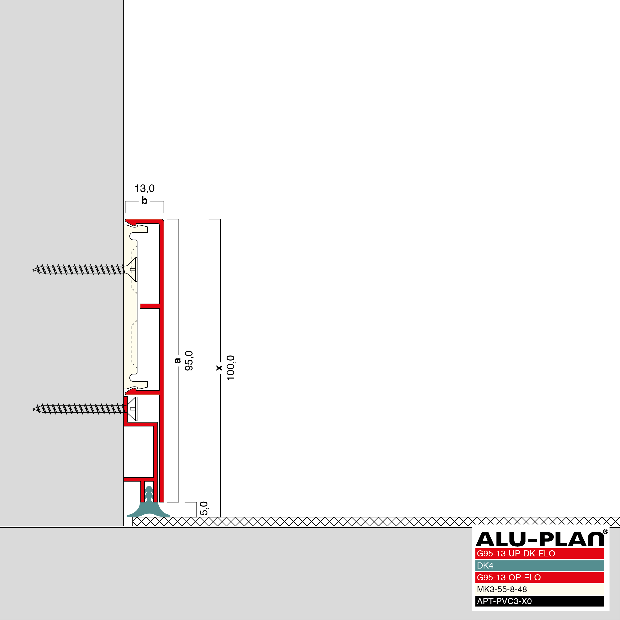 ALU-PLAN® Installation :: G95-13-UP-DK-ELO-G95-13-OP-ELO-DK4-AP-PVC3-X0