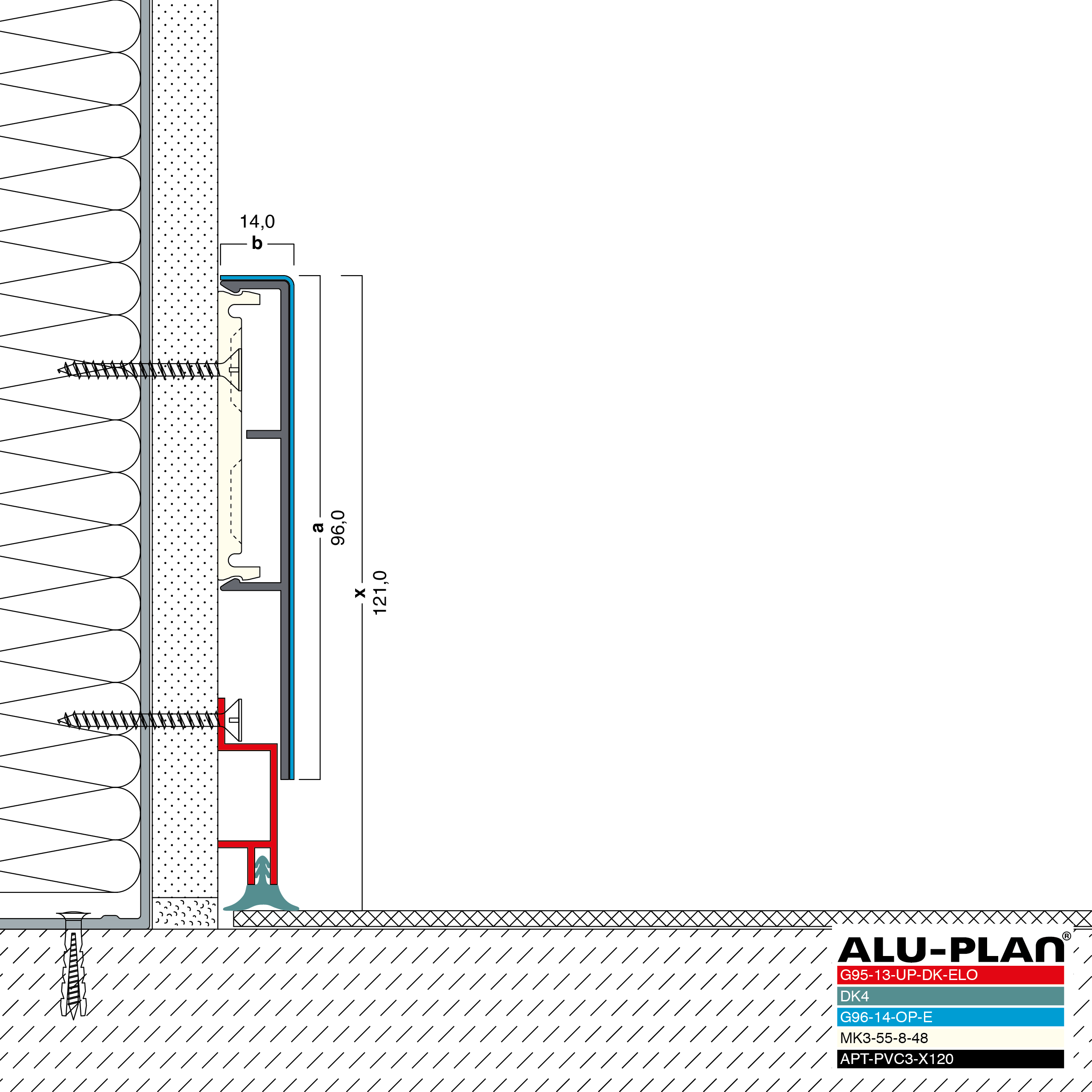 ALU-PLAN® Installation :: G95-13-UP-DK-ELO-G96-14-OP-E-DK4-APT-PVC3-X120