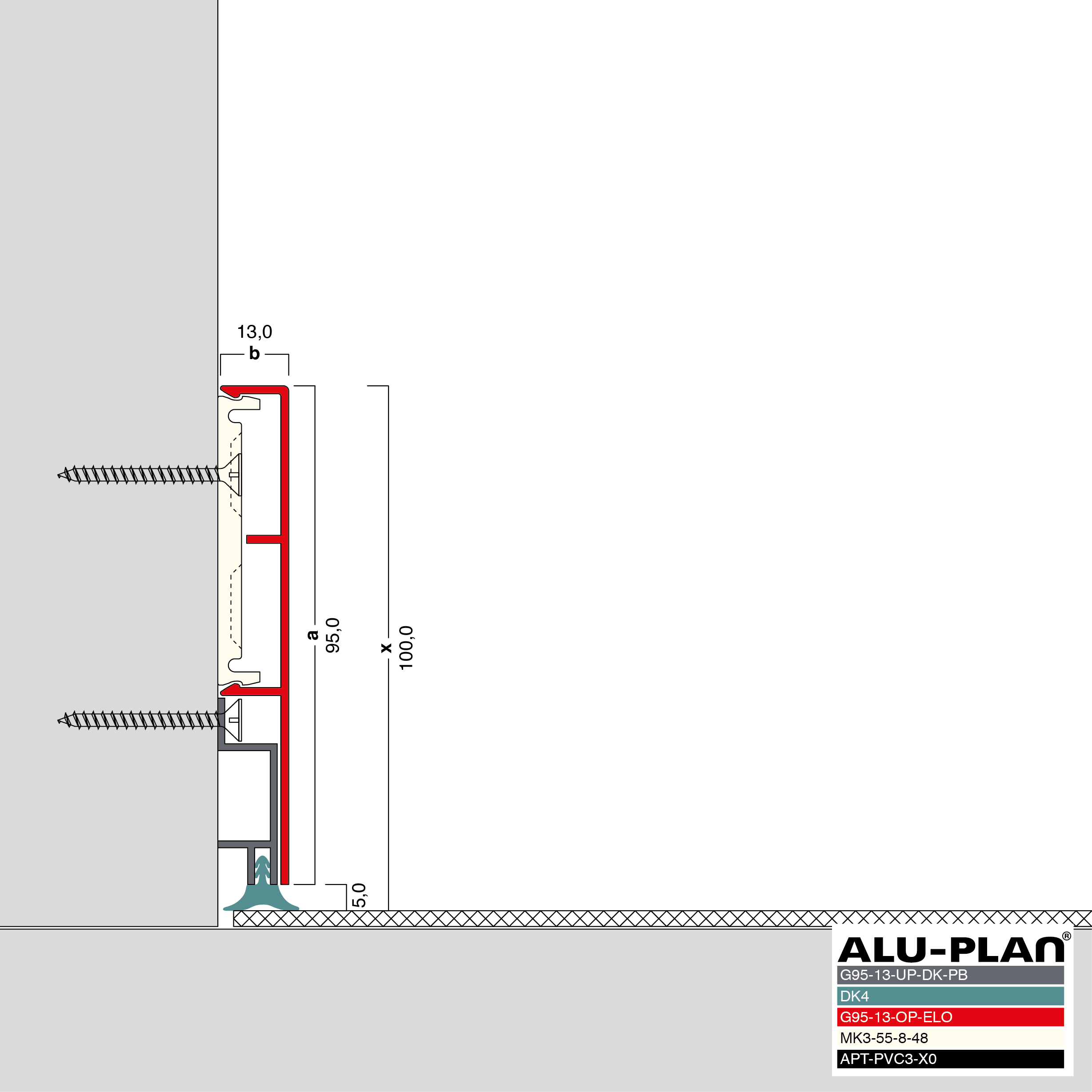 ALU-PLAN® Installation :: G95-13-UP-DK-PB-G95-13-OP-ELO-DK4-AP-PVC3-X0