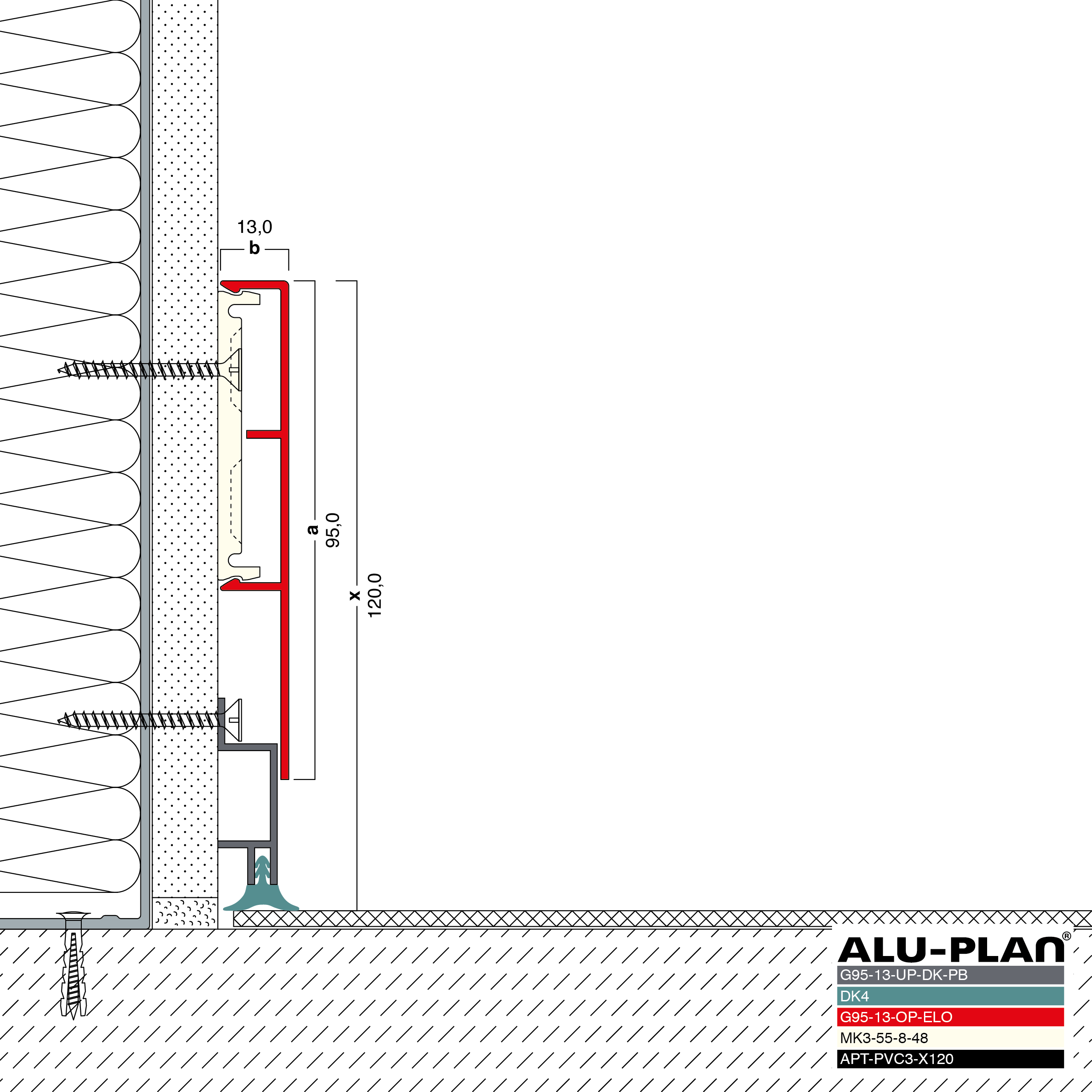 ALU-PLAN® Installation :: G95-13-UP-DK-PB-G95-13-OP-ELO-DK4-APT-PVC3-X120