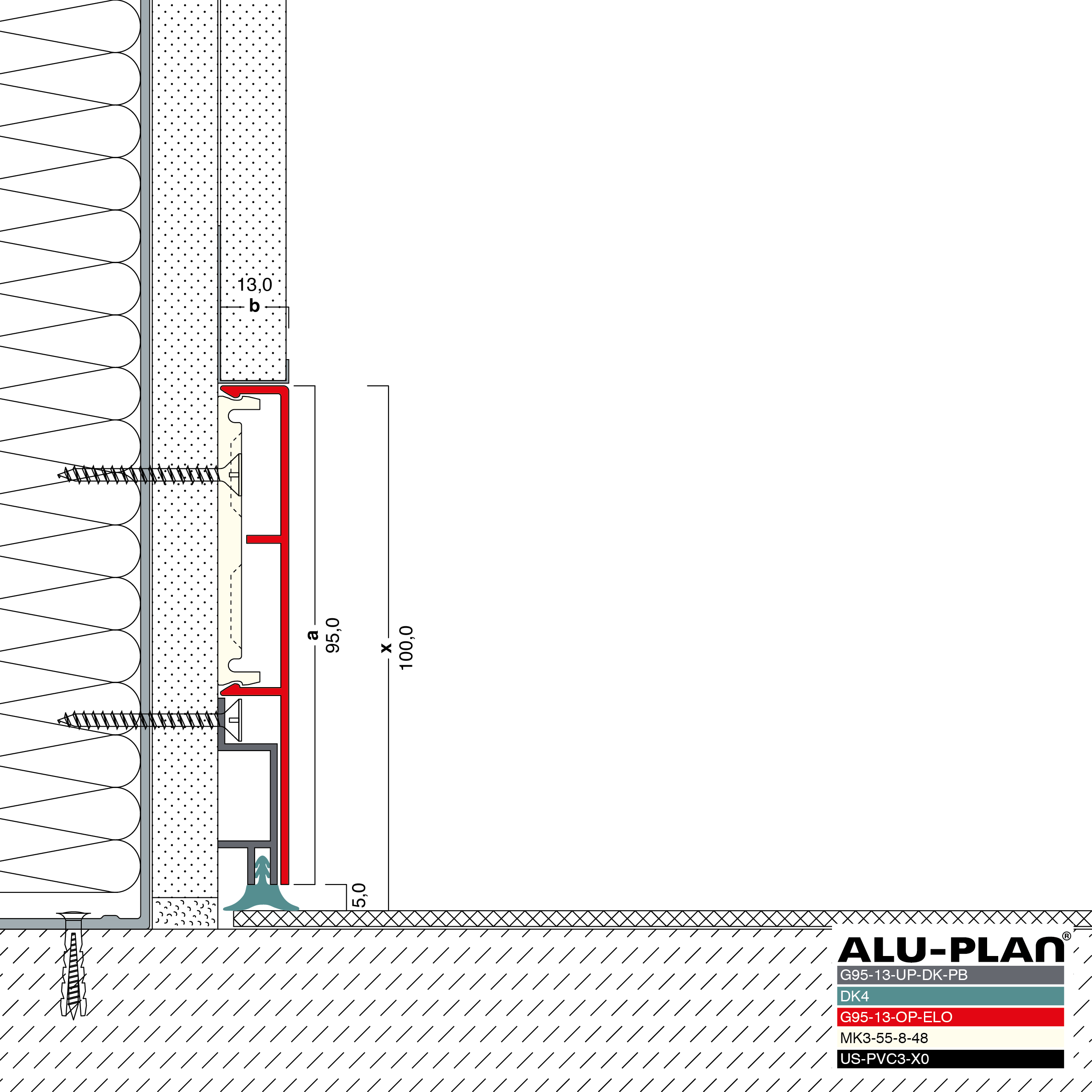 ALU-PLAN® Installation :: G95-13-UP-DK-PB-G95-13-OP-ELO-DK4-US-PVC3-X0