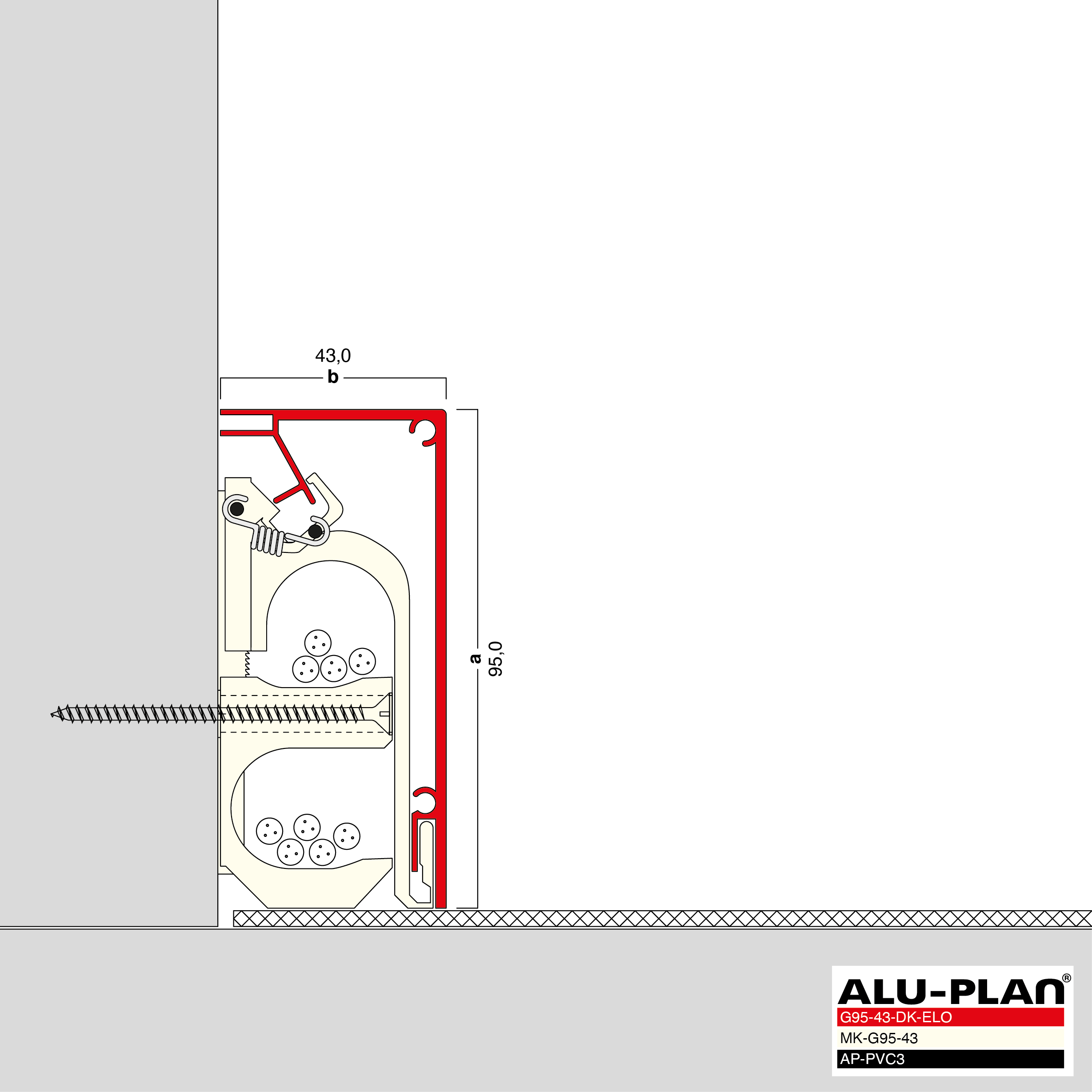 ALU-PLAN® Installation :: KK-G95-43-DK-ELO-AP-PVC3-KABEL