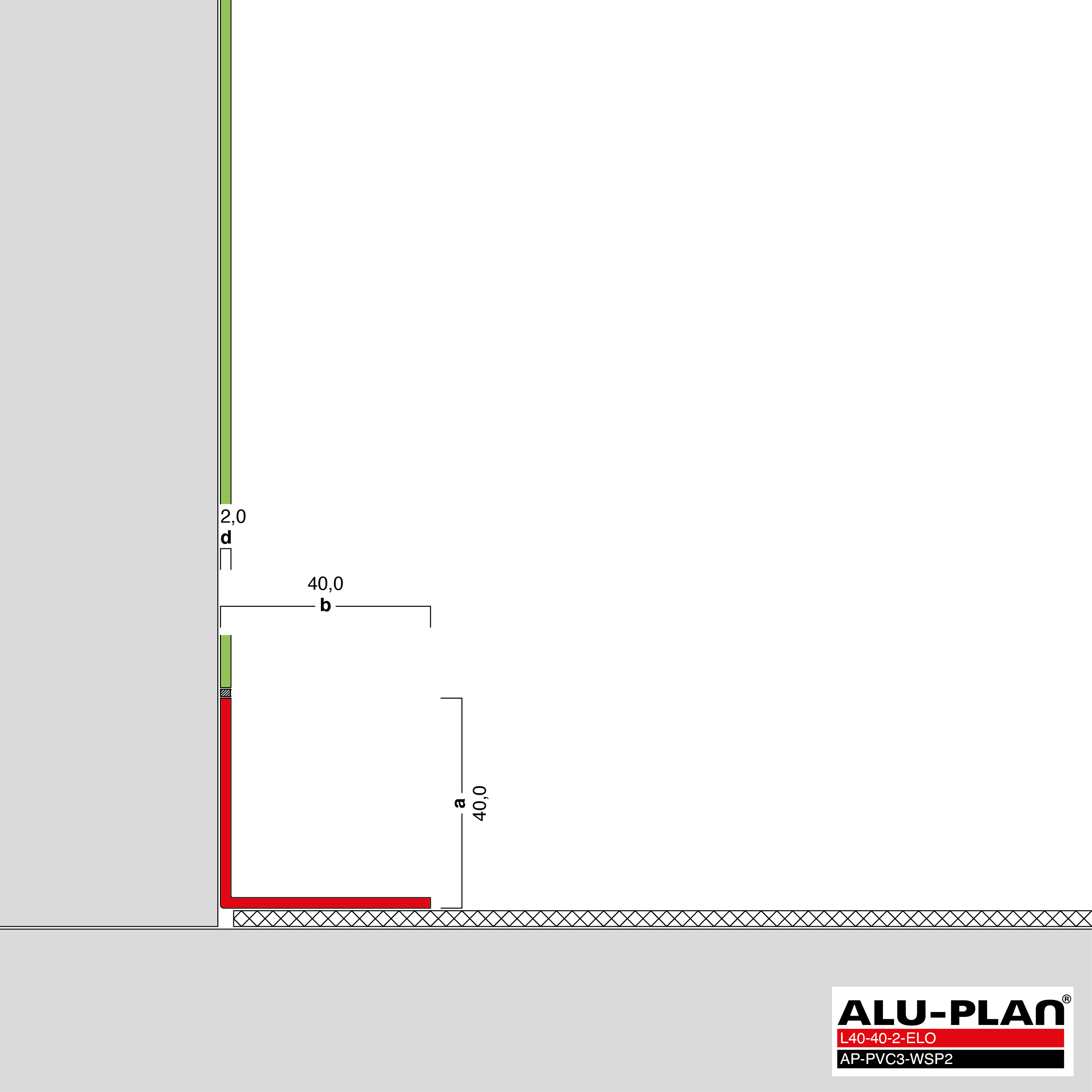 ALU-PLAN® Installation :: L40-40-2-ELO-AP-PVC3-WSP2