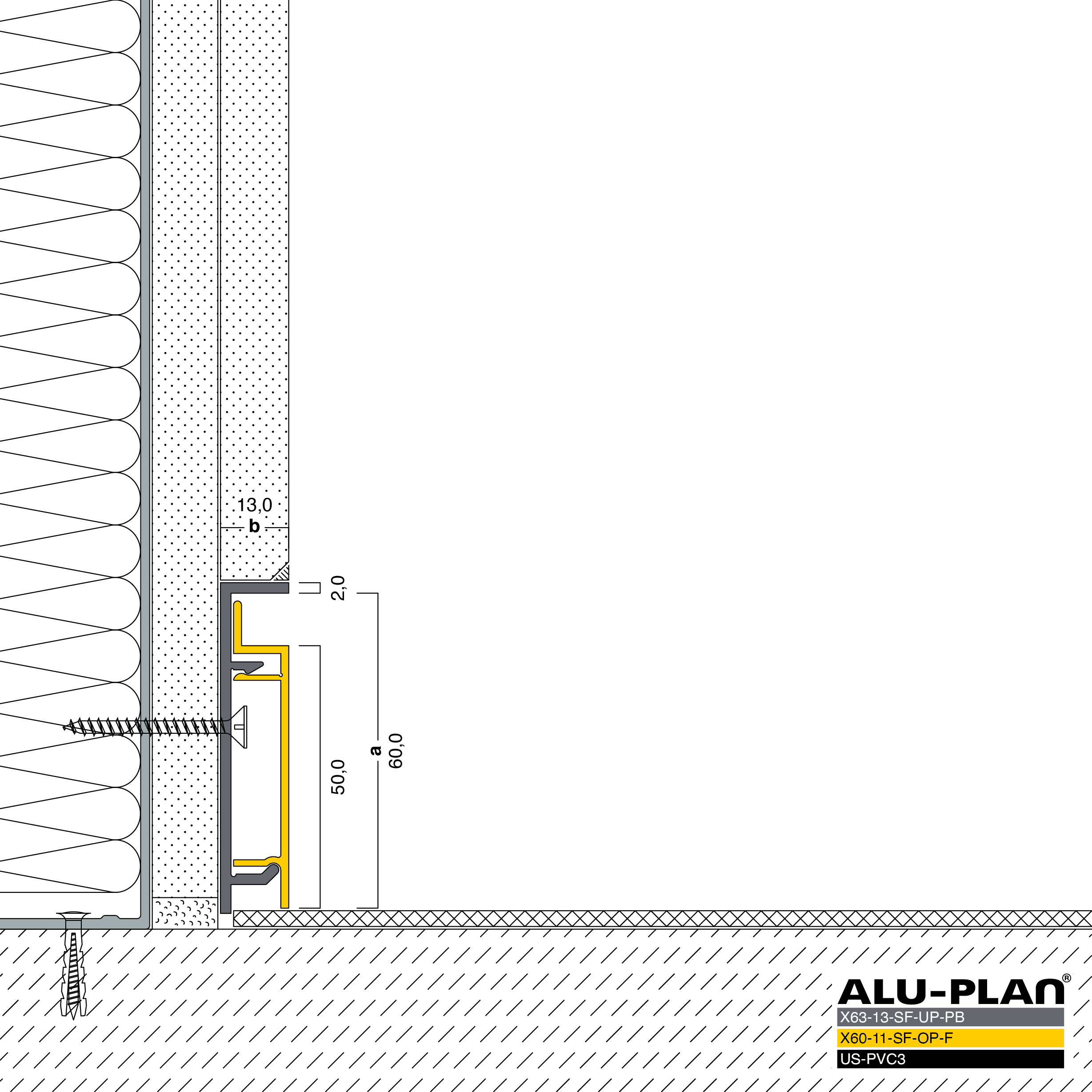 ALU-PLAN® Installation :: X63-13-SF-UP-PB-X60-11-SF-OP-F-US-PVC3